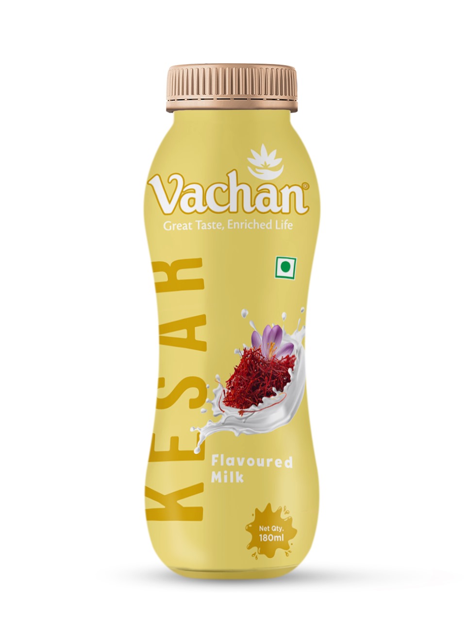 Vachan Flavoured Milk Kesar – 180ml (Set of 6 Bottles)